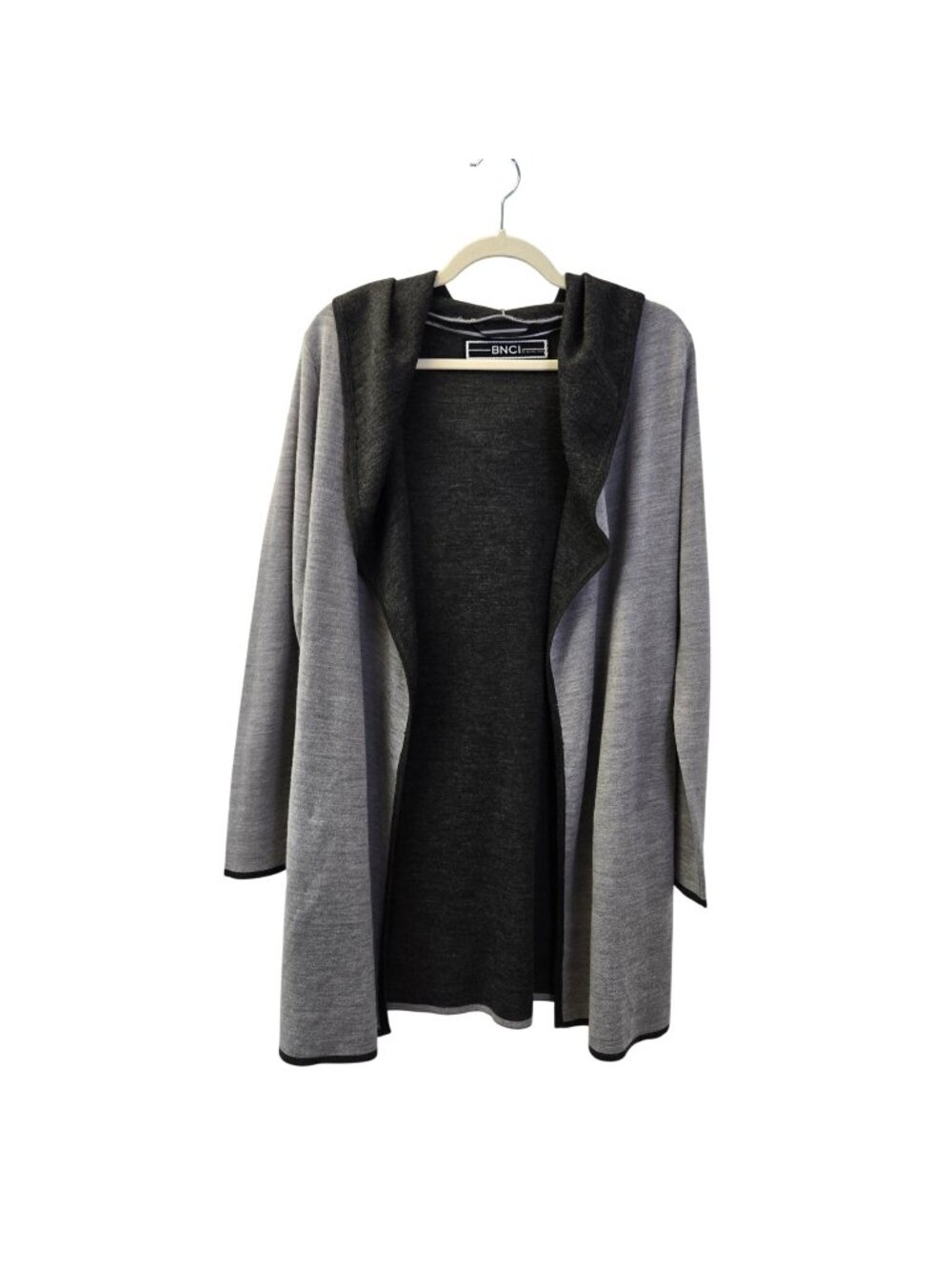 BNCI by Blanc Noir Wool Blend Hooded Longline Cardigan Sweater Size Small
